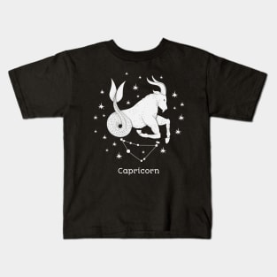A zodiac sign test, Zodiac Capricorn, Black and White Kids T-Shirt